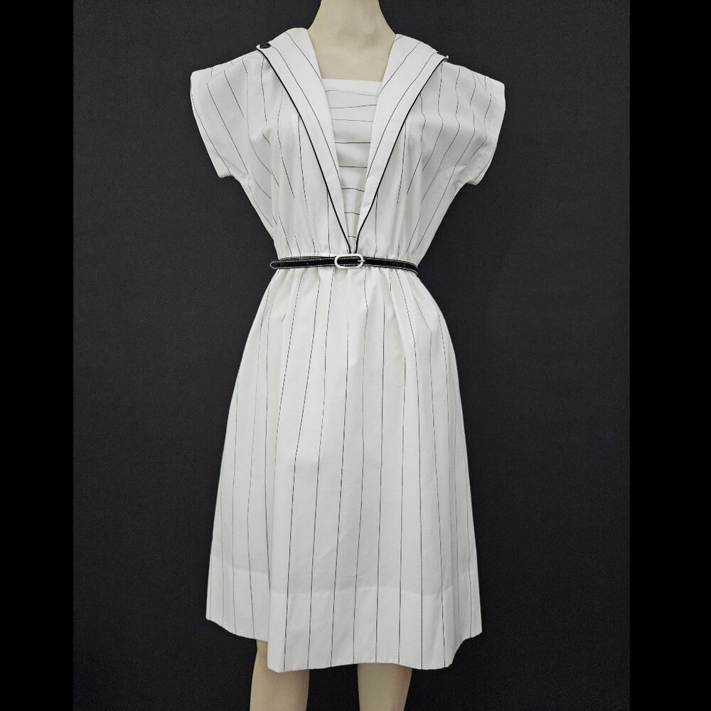 80s Melissa Lane Striped Belted Dress